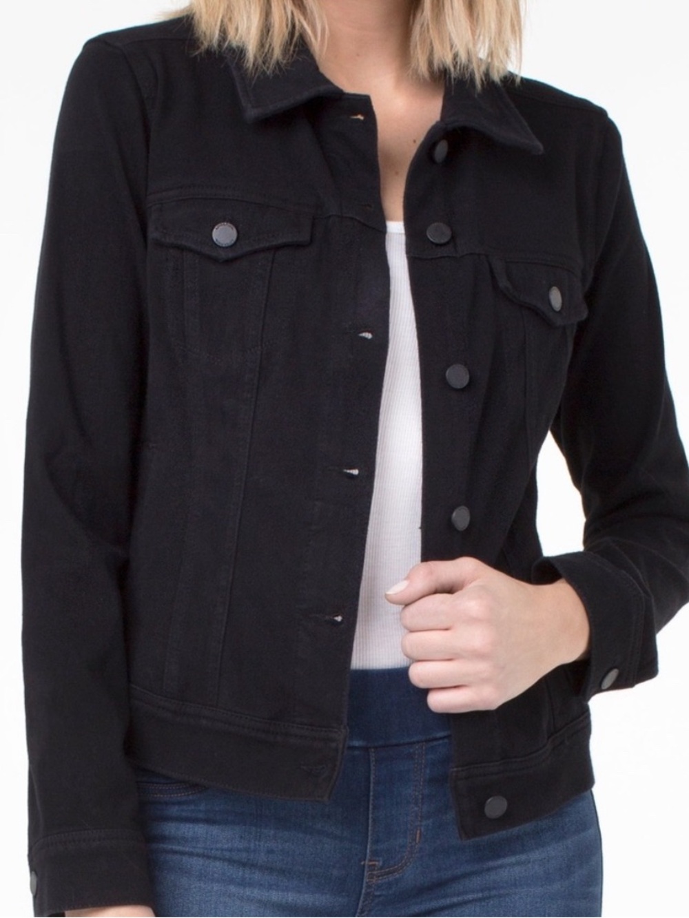 Liverpool Stretchy Classic Black Denim Jacket